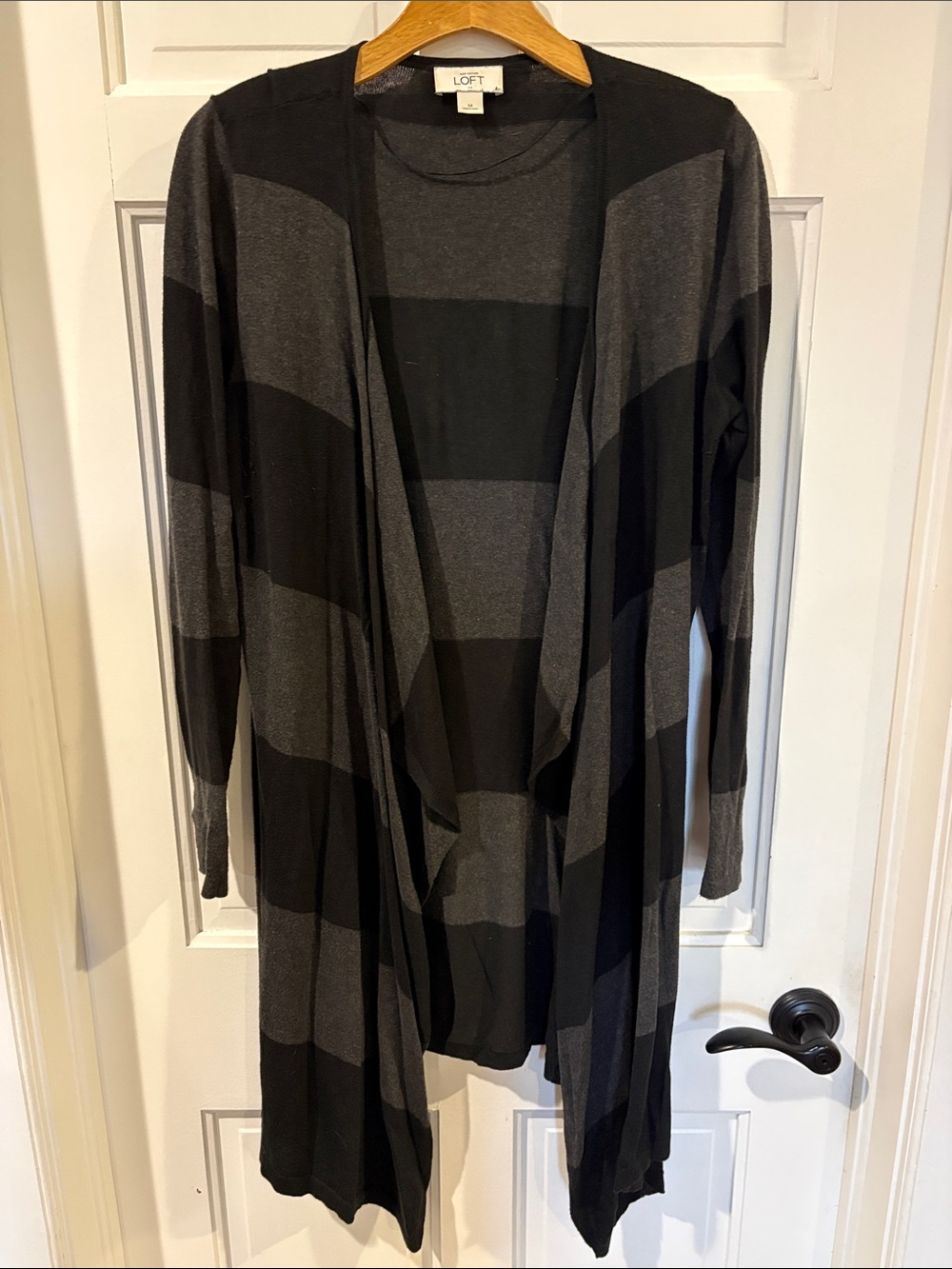 Women's Black and Gray Striped Sweater
